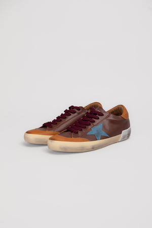 Кеди блакитна зірка коричневий шкіра 043291