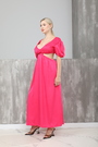 Платье длинное,узкая талия розовый текстиль 011449