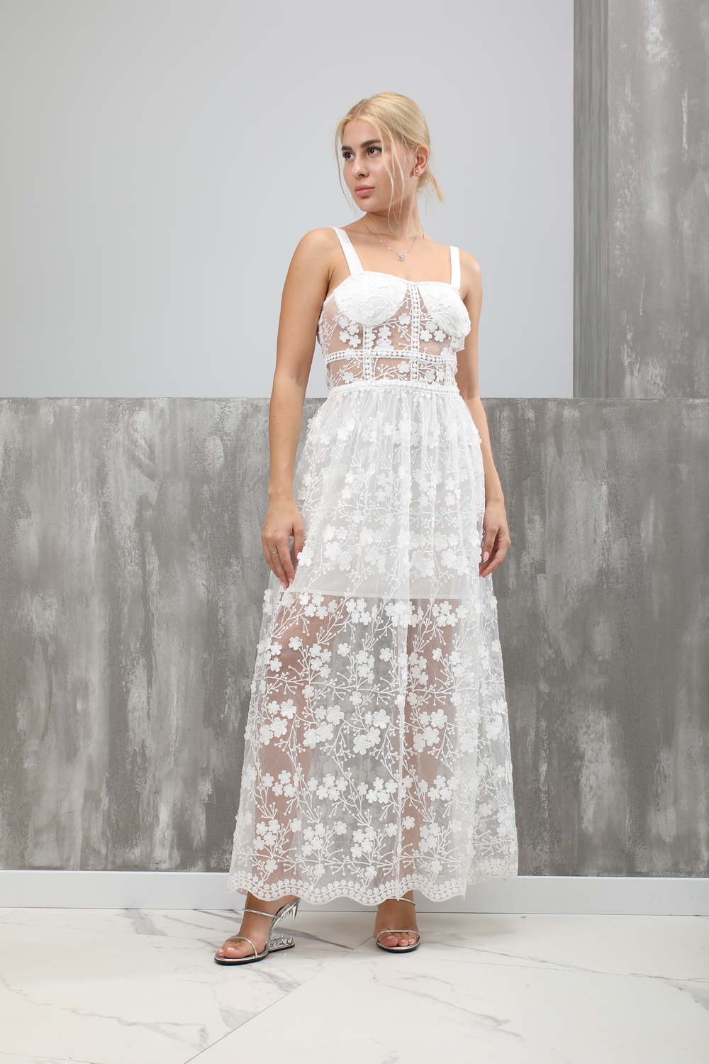 Сукня біла текстиль 019755