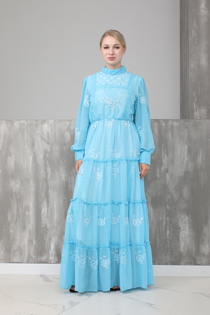 Сукня в пол блакитна текстиль 019776