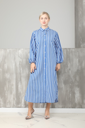Сукня рубашка в полоску синій текстиль 020441