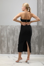 Платье узкая талия черное текстиль 020837
