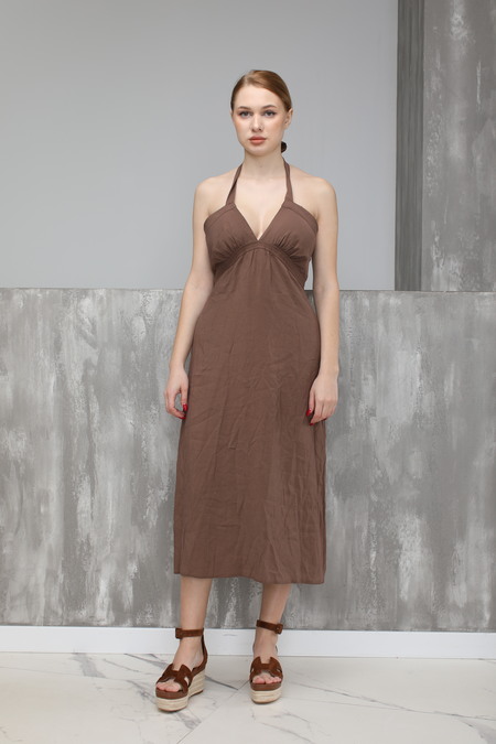 Платье коричневый текстиль 021049