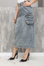 Джинсовая юбка с карман. голубая текстиль 021543