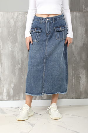 Юбка джинсова з гам. темно-синя текстиль 021551