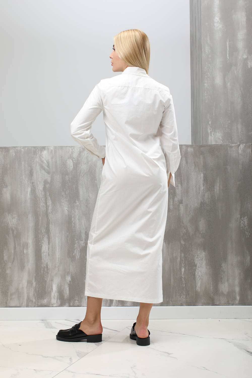 Рубашка длинна білий текстиль 021585