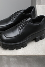 Ботинки на шнурках черная кожа 023111