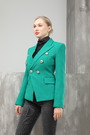 Пиджак 6 зол пуговиц зеленый текстиль 023614