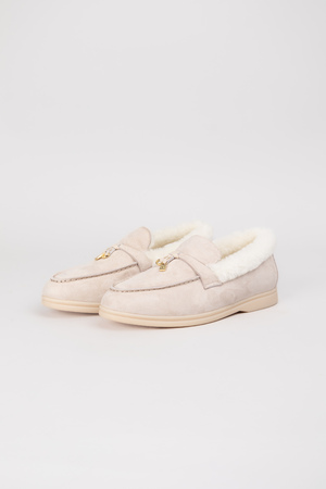 Лофери beige хутро бежевий замш 023630