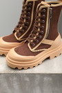 Ботинки молния коричнево-беж текстиль 023667