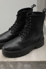 Ботинки высокая подошва шнуровка черные кожа 023680