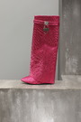 Сапоги камни,замок розовый текстиль 023913