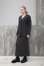 Костюм кардиган+юбка темно серый текстиль 023991