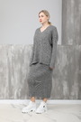 Костюм свитер+юбка рубчик серый текстиль 024097