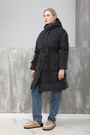 Куртка длинная, дутая, прямая строчка черный текстиль 024201