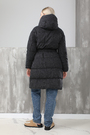 Куртка довга,дута,пряма строчка чорний текстиль 024201