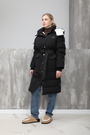 Куртка длинная, дутая, прямая строчка черный текстиль 024220