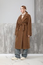 Пальто 6 пуговиц коричневый текстиль 024482