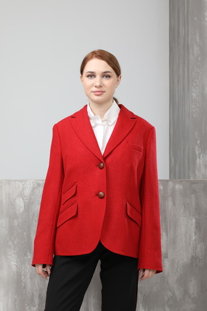 Пиджак 2 пуговицы красный текстиль 024496