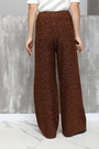 Брюки блестящие коричневые текстиль 024554