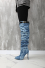 Сапоги длинные джинс с ремешком синие джинс 024561