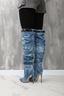 Чоботи довгі джинс з ремінцем сині джинс 024561