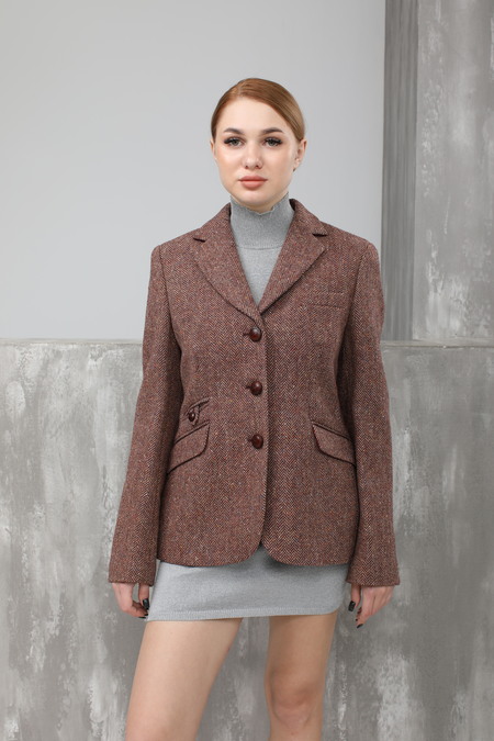 Пиджак 3 пуговицы коричневый текстиль 024572