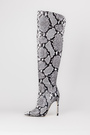 Сапоги высокий каблук серая кожа змеи 024812