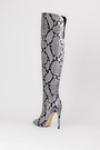 Сапоги высокий каблук серая кожа змеи 024812
