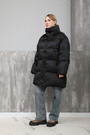 Куртка длинная,строчка,камни черный текстиль 024950
