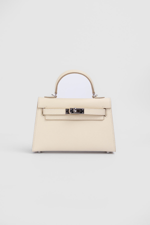 Сумка срібна фурнітура 19 см біла шкіра 025382