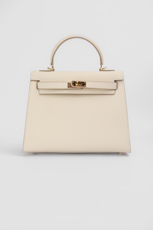 Сумка 25см золотая пряжка молочная кожа 025508