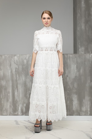 Платье длинное,молния белое текстиль 025751