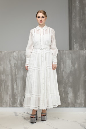 Платье длинное,пуговицы,воротник рубашки белое текстиль 025753