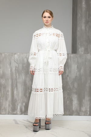 Платье длинное белое текстиль 025754