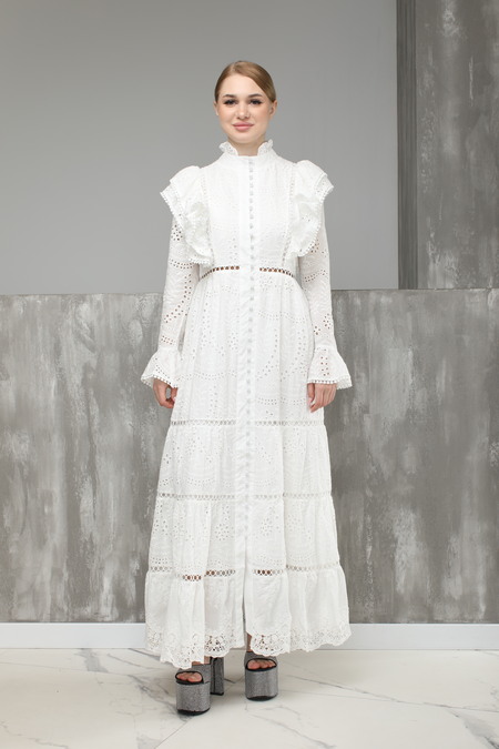 Платье длинное,рукав белое текстиль 025760