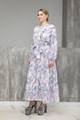 Платье в цветки бело-розовый сирень текстиль 025763
