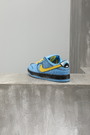 Спорт кроссовки, желтые шнурки и лого синяя кожа 026064