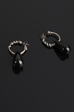 Сережки чорний камінь срібні 026290