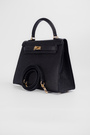 Сумка 25см 1 ручка чорна шкіра 026402