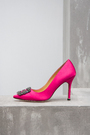 Туфли пряшка с камнями розовые текстиль 026704