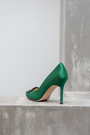 Туфлі пряшка з каміння зелені текстиль 026709
