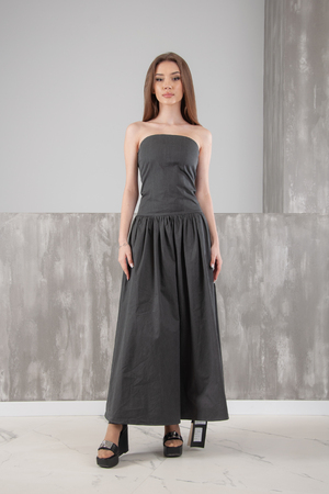 Платье длинное серый текстиль 026972