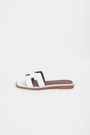 Шлепанцы лого белая кожа 027013