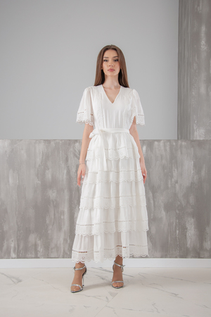 Платье длинное белый котон 027044