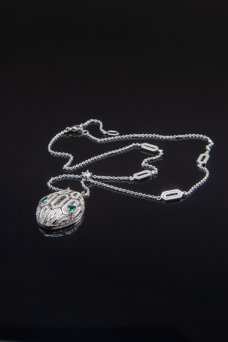 Ожерелье bvlgari большое серебряное 029129