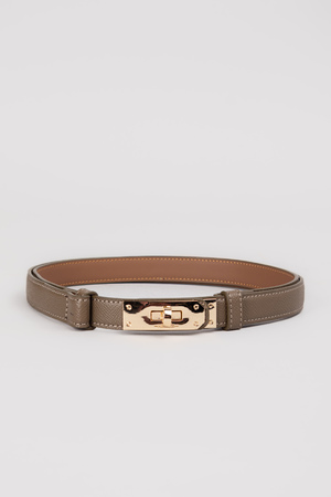 Ремінь золота пряжка бежева шкіра 029225