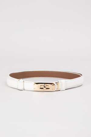 Ремінь золота пряжка малий білий шкіра 029230