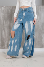 Джинсы широкие, краска синий джинс 029236