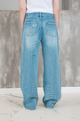 Джинсы лого на штанине светло синие джинс 029330
